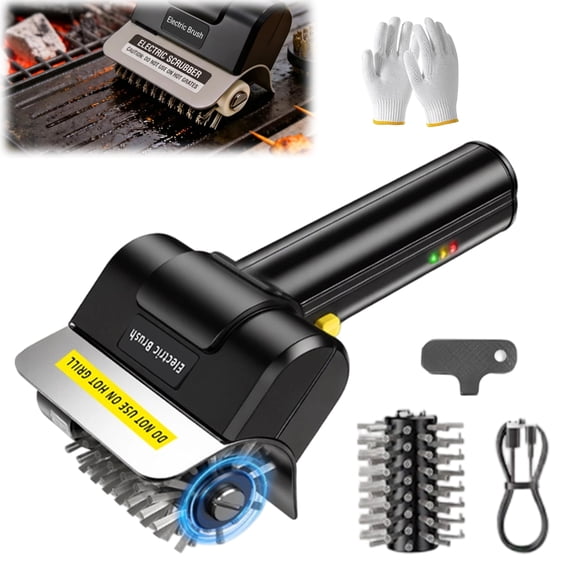 BBQ Grill Brush, Cordless Electric Cleaner & High Torque Motor, Stainless Steel Cleaning Tool for Grills Ovens Outdoor Cooking