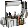 BBQ Grill Caddy with Paper Towel Holder Camper Accessories Condiment Caddy,Plates, Cutlery Caddy BBQ Organizer for Camping, Kitchen, Party