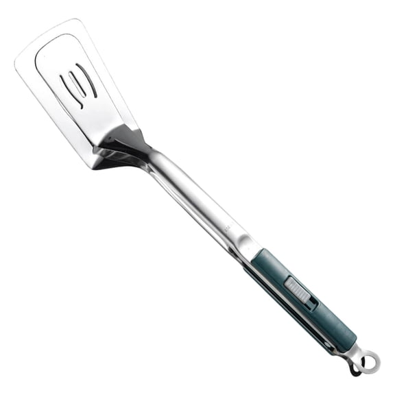 BBQ Grill Clamp,Stainless Steel Grill Clamp, Anti-Scald Extended Handle Spatula Tong, Multi-Functional Gripper Stainless Steel Barbecue Food Flip Clip Grill Clamp for Outdoor Grilling(Green,34*6.6cm)