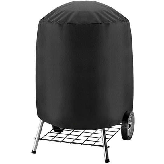 BBQ Grill Cover 210D Grill Cover for Charcoal Kettle, Waterproof Black Smoker Cover Round Grill Covers Gas Outdoor