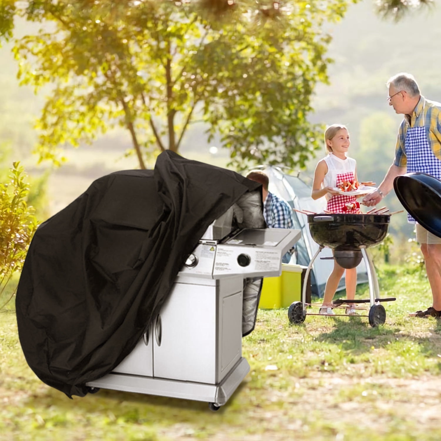 Barbecue Rip Walker's BBQ Grill Cover for Outdoor Grill TeqHome Windproof BBQ Oven Cover Rip ...