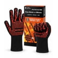 thumbnail image 1 of BBQ Grill Gloves, 1472°F Extreme Heat Resistant Grilling Gloves Non-Slip Oven Mitts Potholder, Perfect for Barbecue, Cooking, Baking, Fireplace, Smoker - 2 Pair, 1 of 7
