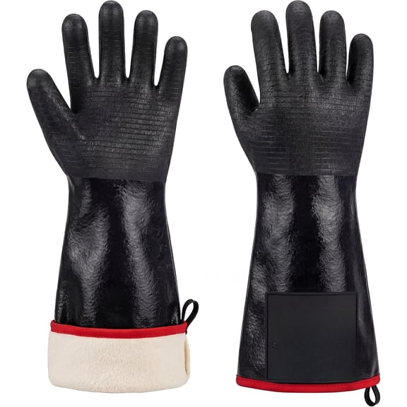 BBQ Grill Gloves, 932°F Heat Resistant Neoprene, 14 in XL | Oil Resistant & Waterproof, For Smoking, Grilling, Cooking, Deep Frying Turkey, Handling Hot Greasy Meat