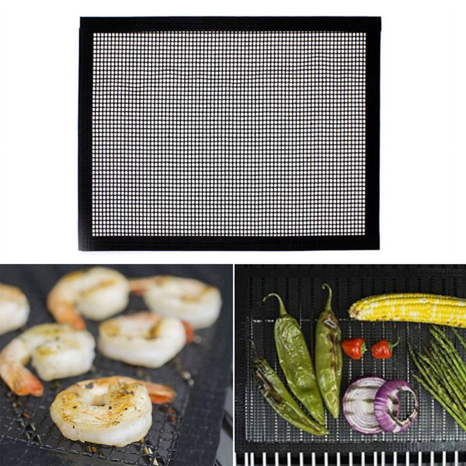 BBQ Grill Grid Mat NonStick Mesh Matts Barbeque Reusable Baking Net black