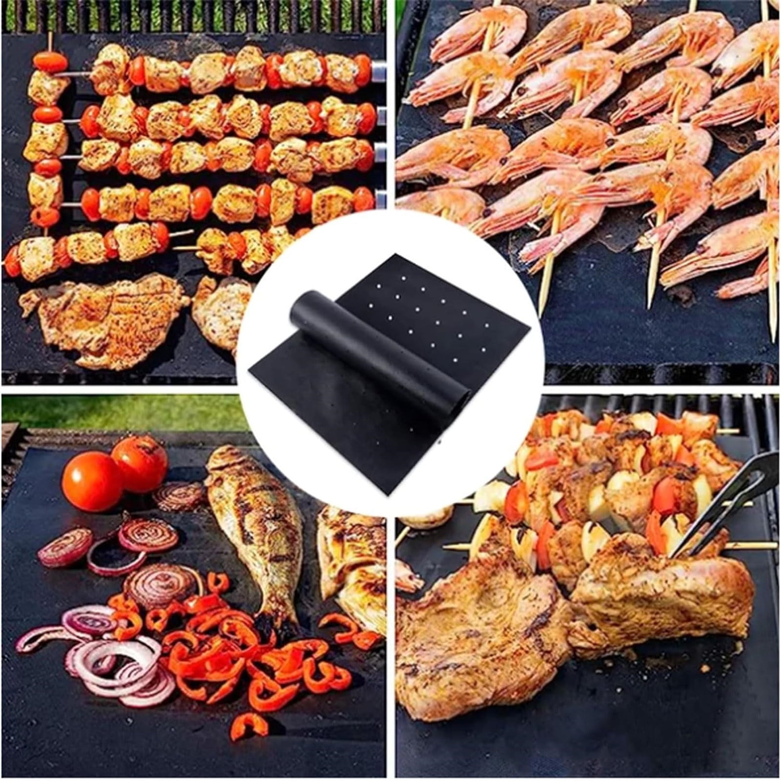 BBQ Grill Mat Non Stick 2023 Upgraded Model With Holes Reusable