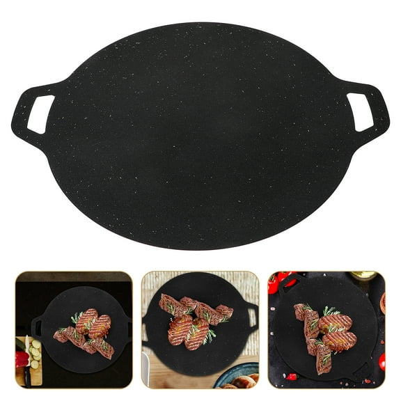 Hemoton Grill Pan For Indoor Cooking Round Grill Pan Black 1Pack for Adults