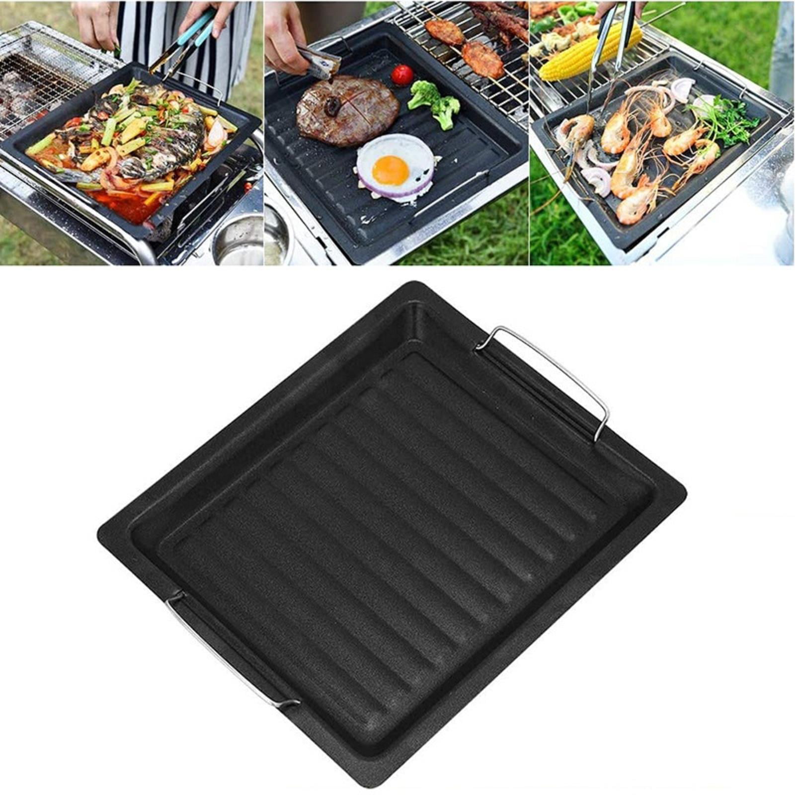 BBQ Grill Pan Non-stick Coating Square Griddle Stovetop and Induction,  Indoor and Outdoor, Rectangular