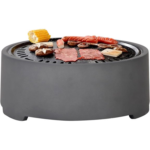 Afterglow 15 Inches Charcoal Grill Barbecue Smoker Stove Tabletop BBQ Outdoor Party for Patio Garden Backyard Decking Camping, Gray