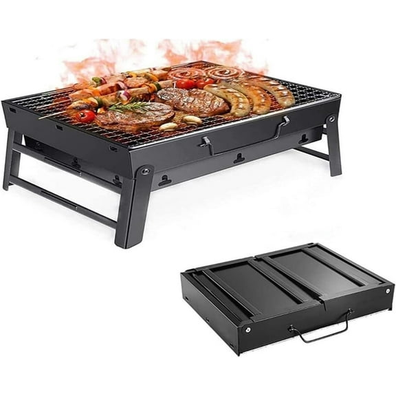 BBQ Grill, Portable Folding BBQ Table, Outdoor Stainless Steel Smoker for Picnic Garden Terrace Camping Travel 35 x 27 x 20 cm