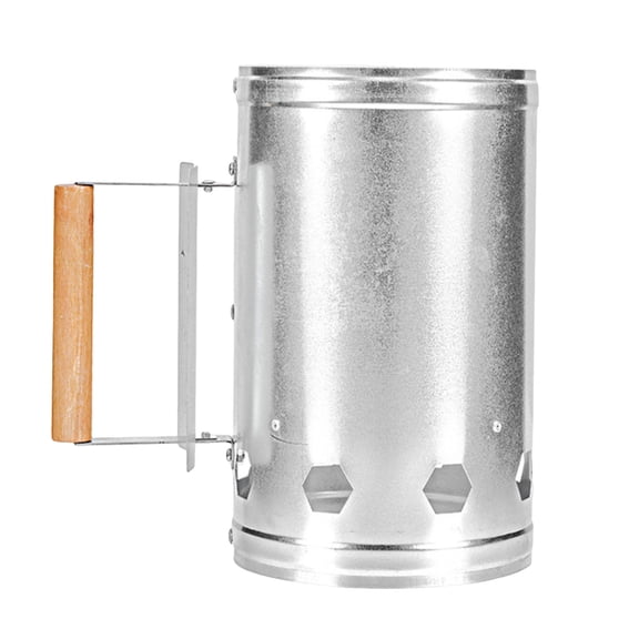 BBQ Grill Quick Rapid Fire Starter Chimney with Insulated Handle Quick Rapid Fire Briquette Starters for Outdoor Barbecue (Silver)