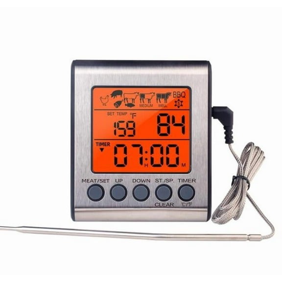BBQ Grill Thermometer Temperature Probe with Backlight Multiple Meat Options