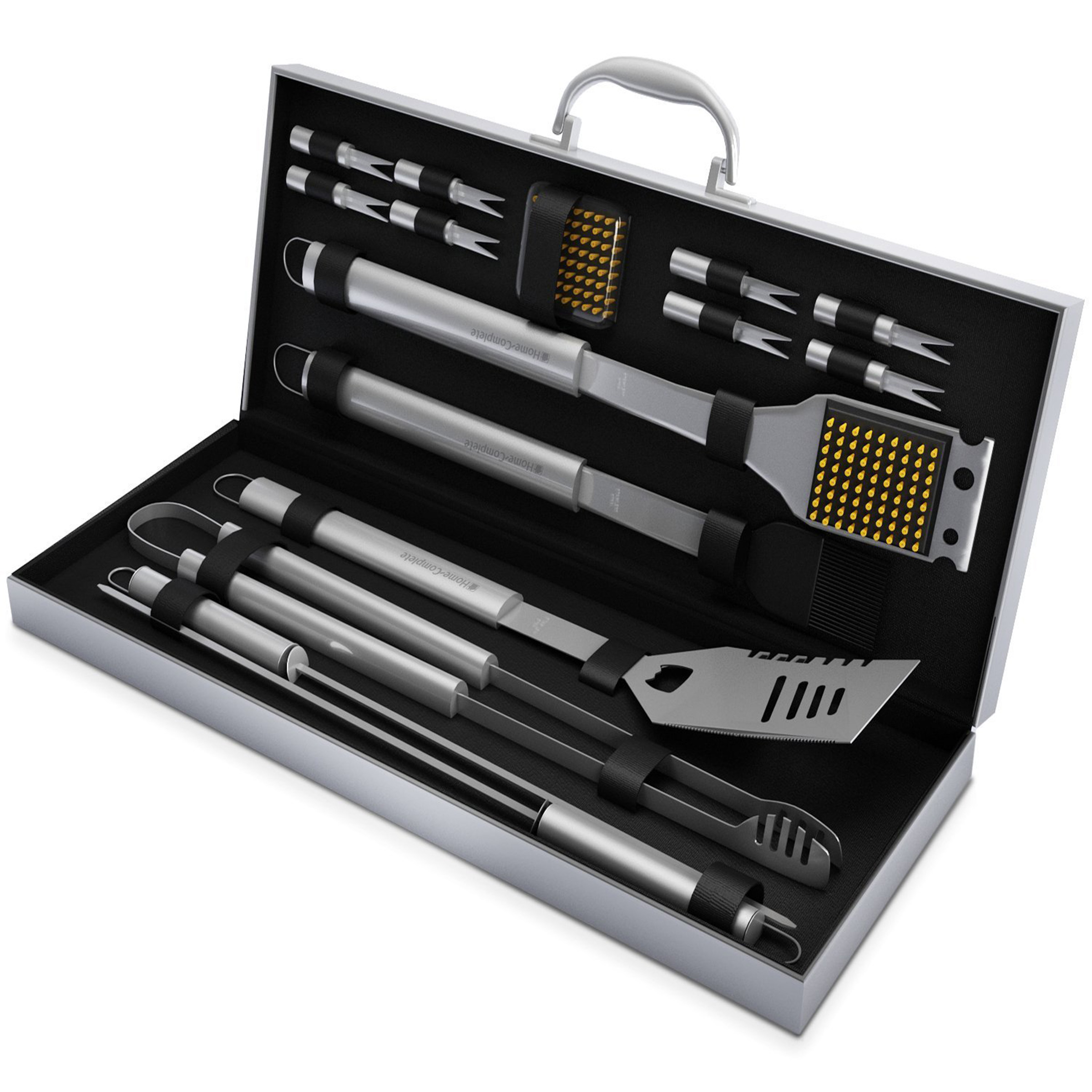 BBQ Grill Tool Set- 16 Piece High Quality Stainless Steel Barbecue Grilling Accessories with Aluminum Case Spatula Tongs Skewers By Home-Complete - image 1 of 8
