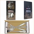 thumbnail image 1 of BBQ Grill Tools Set | 4-Piece Heavy Duty Grilling Utensils for Backyard BBQ, Camping Gifting | Stainless Steel | Brushed Silver, 1 of 13