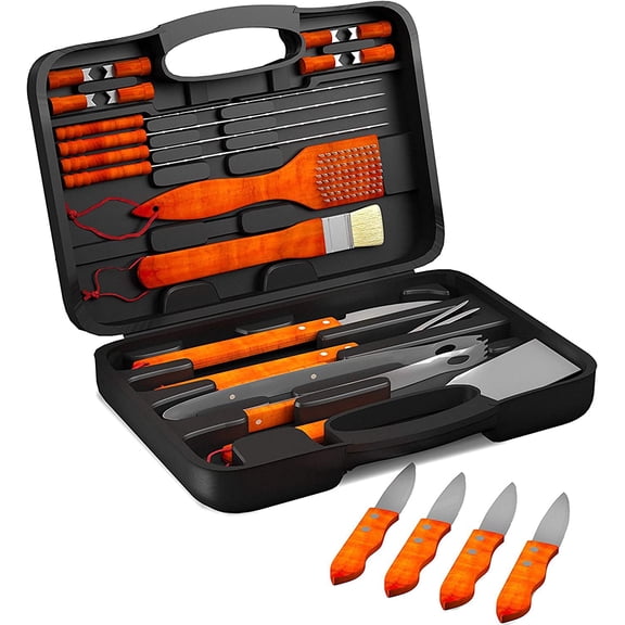 BBQ Grill Tools Set Collection - Barbecue Accessories with Case