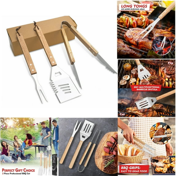 BBQ Grill Tools Set,Multifunctional Combination,Griddle Accessories Set,Stainless Steel Grill Spatula Kit for Outdoor Camping Grilling, Gift for Men Husband,3PCS
