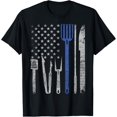 thumbnail image 1 of BBQ Grill pork with USA flag Cooking Chef t shirt Men Women T-Shirt, 1 of 4