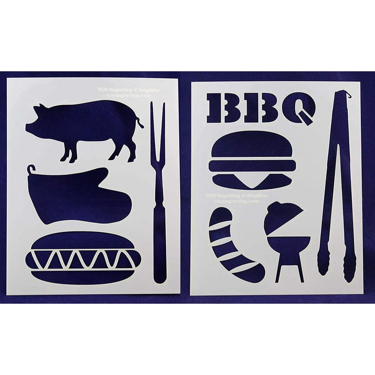 BBQ/Grilling -2 Piece Stencil Set 14 Mil 8 bbq-grilling-2-piece-stencil-set-14-mil-8-x-10-painting-crafts-templates-walmart-com
