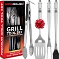 thumbnail image 1 of BBQ Grilling Accessories - Fathers Day Gifts for Dad - Heavy Duty Barbecue Grill Tools Utensils Set for Outdoor Grill with Spatula, Fork, Brush, Tongs Grilling Gift for Men Him Husband, 1 of 6