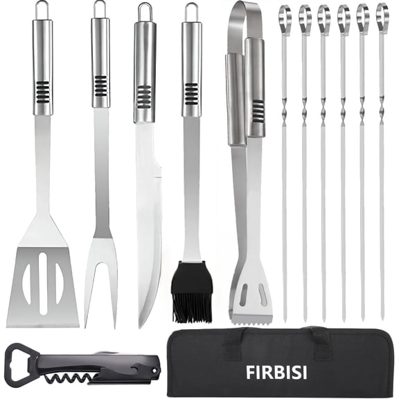 BBQ Grilling Tools Set,Stainless Steel Accessories Kit for Men Gift,13pc Grill Utensils Gift with Portable Carry Bag Set Backyard Outdoor Cooking