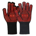 thumbnail image 1 of BBQ Heat Resistant Gloves, 13.8 Inch Silicone Grilling Gloves, 500-800°F Protection, Non-Slip Grip, Double-Layer Knit, for Oven, Smoker, Fireplace, Washable, 1 of 4
