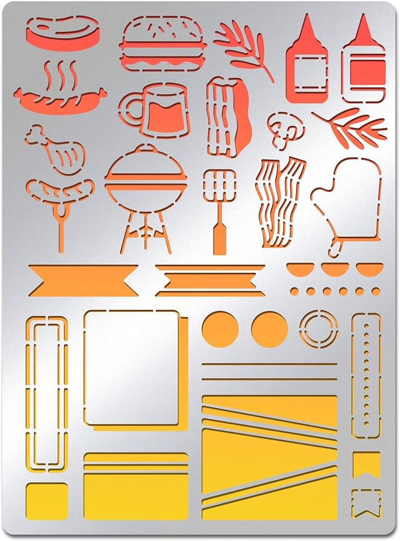 BBQ Journal Stainless Steel Stencils 5.5x7.5inch Food and Diary Border ...