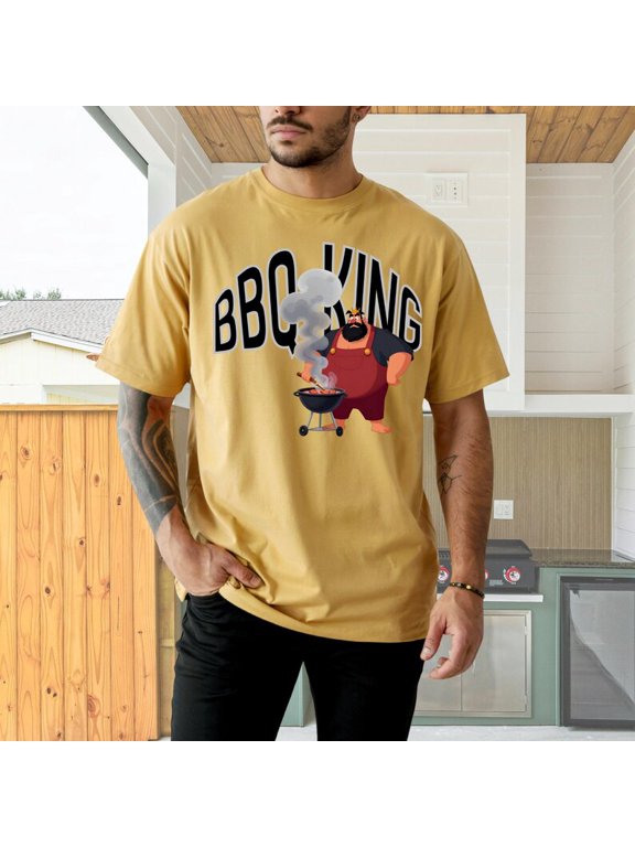 BBQ King Dad Shirt, Funny Grill Master Graphic T-Shirt, Father's Day Barbecue Tee, Backyard BBQ Shirt