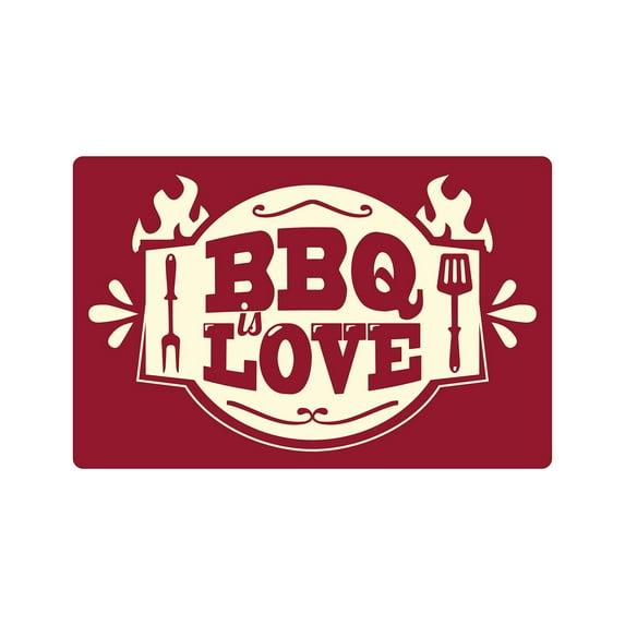 BBQ LOVE Aluminum Sign summer food party grill barbeque grill chef cook | Indoor/Outdoor | 18" Tall