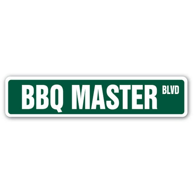 BBQ MASTER Street Sign Childrens Name Room Sign | Indoor/Outdoor |  30" Wide