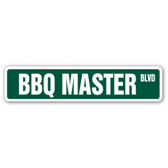 BBQ MASTER Street Sign Childrens Name Room Sign | Indoor/Outdoor | 36" Wide