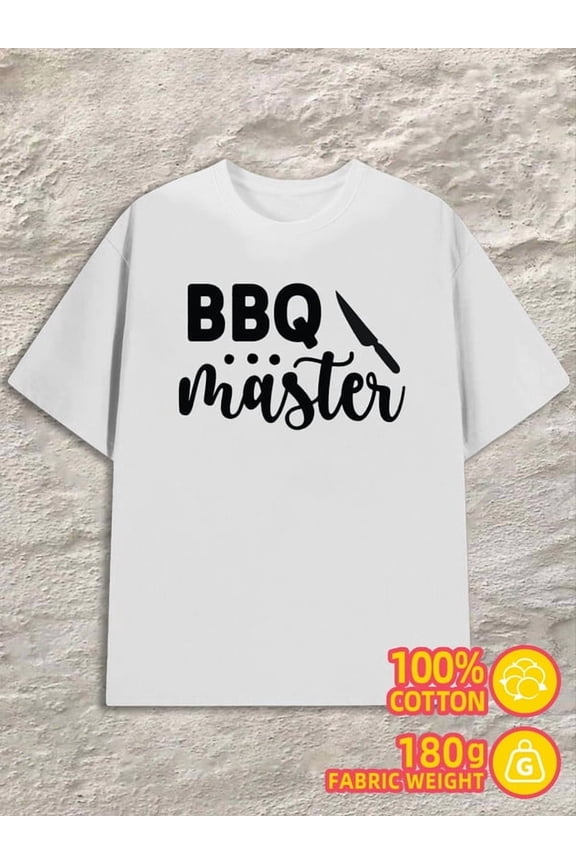 BBQ Master T-Shirt mens white 180G 100% Cotton New spring and autumn styles Fashionable printed T-shirts Classic Unisex Shirt Crewneck tshirts Trendy Unisex Shirt Printed tshirts