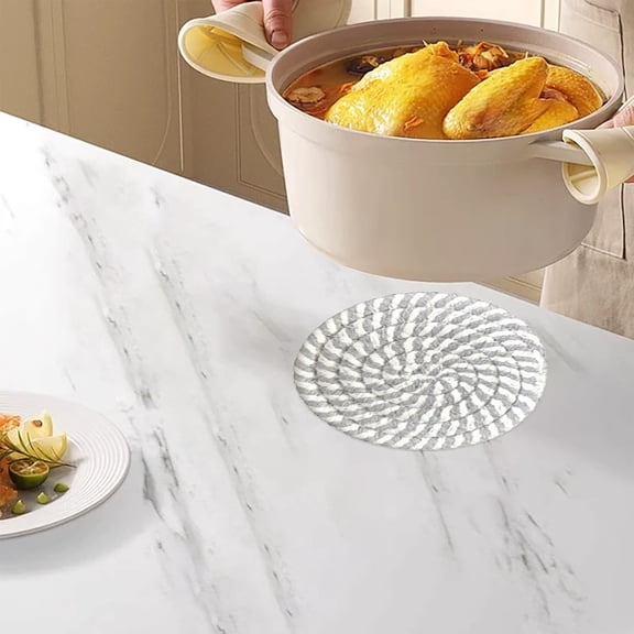 BBQ Mat,Cotton Rope Woven Meal Mat Circular Cotton Thread Woven Cup Mat Pot Mat Kitchen Table Thickened Insulation Mat