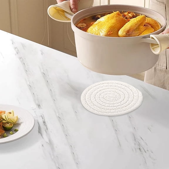 BBQ Mat,Cotton Rope Woven Meal Mat Circular Cotton Thread Woven Cup Mat Pot Mat Kitchen Table Thickened Insulation Mat