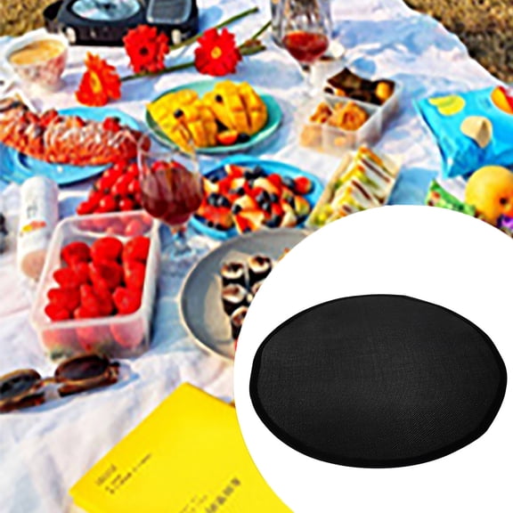 BBQ Mat & Fire Safe Mat for Fireplace and Brazier | Fiberglass Silicone Oven Mat for Outdoor Terrace Barbecue Circular Fire Shield 24 Inches, 60.96 cm, Black
