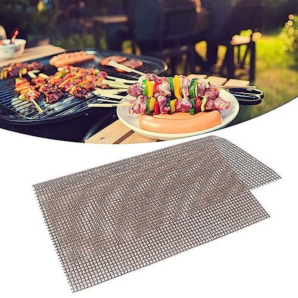 BBQ Mesh Grill Mat, Non-Stick Barbecue Grill Sheet Liners Grilling Mats ...