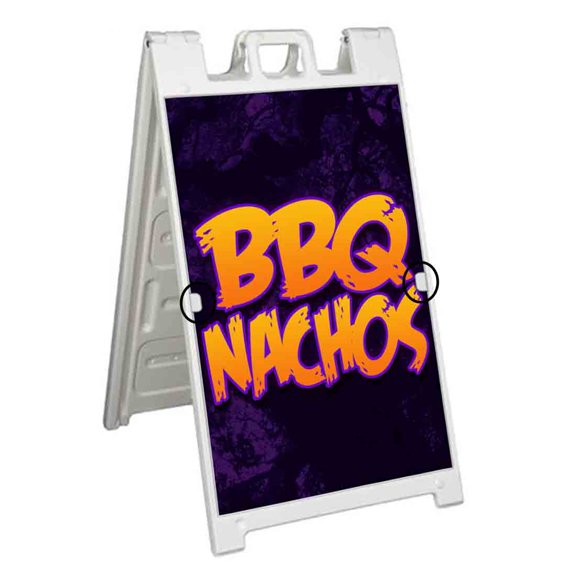 BBQ Nachos (24" X 36") Deluxe A-Frame Signicade, Includes 2 Removable Panels & Stand