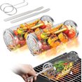 thumbnail image 1 of BBQ Net Tube, Rolling BBQ Grilling Basket, Round Stainless Steel Barbecue Cooking Grill Grate, Portable Outdoor Camping Barbecue Rack for Vegetables, French Fries, Fish (2Pcs Small 7.87 inch), 1 of 7