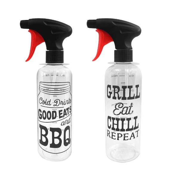 BBQ Oil & Vinegar Spray Bottle Set, 2 Pack Refillable Cooking Sprayers with Adjustable Nozzle( EMPTY BOTTLES)