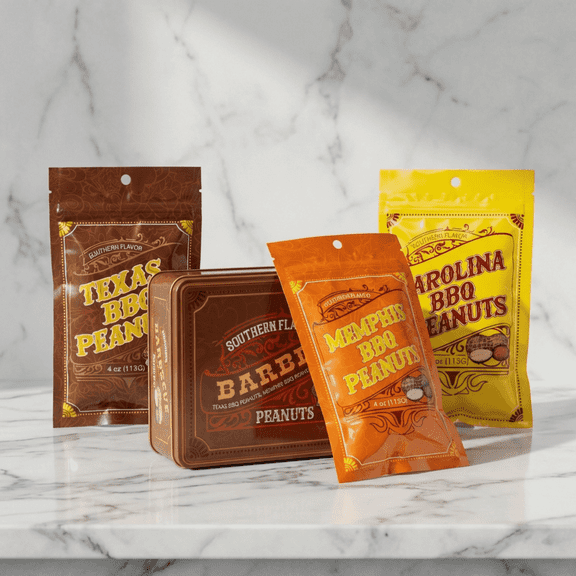 BBQ Peanuts, Food Gift Basket for Men in Tin Box, Unique Texas, Memphis, Carolina Barbeque Flavors, Birthday Gift for Men, Gourmet Nuts Mix, Healthy, Party Snacks, Beer Basket