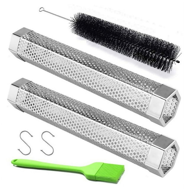 BBQ Pellets Smoking Pipe,30.48 cm BBQ Wood Pellets Pipe Smoker 2Pack