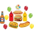 thumbnail image 1 of BBQ Picnic Cookout Party Supplies 13 pc with Realistic Cheeseburger Hot Dog plus Ketchup Mustard and Beer Foil Balloon Bouquet Decorations…, 1 of 8