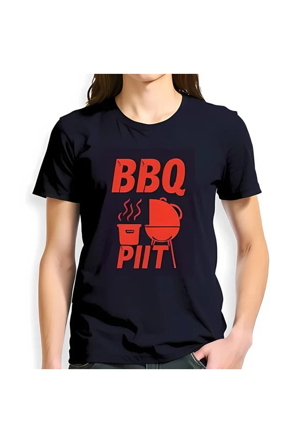 BBQ Pit Graphic Bold Cookout Theme Backyard Grilling Humor Unisex T-Shirt, up to size 5XL