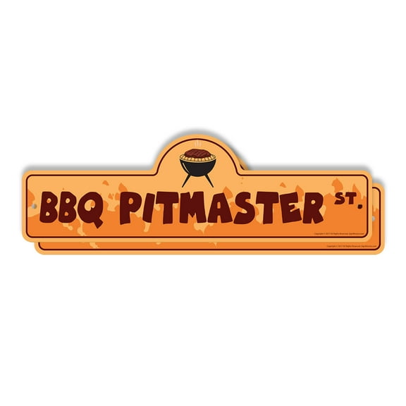 BBQ Pitmaster (2 Pack) Plastic Street Sign - 6 Inch X 18 Inch Gift Grilling Cooking Outdoor Food Smokehouse Meat Barbecue Chef Expert
