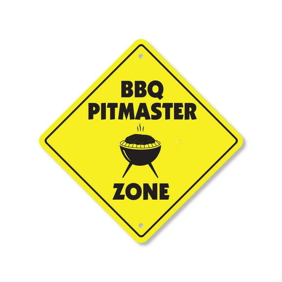 BBQ Pitmaster Plastic Crossing Sign - 10 Inch X 10 Inch Xing Sign Gift Grilling Cooking Outdoor Food Smokehouse Meat Barbecue Chef Expert