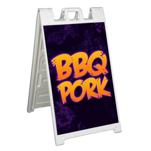BBQ Pork (24" X 36") Standard A-Frame Signicade, Includes Decal Applied To Stand