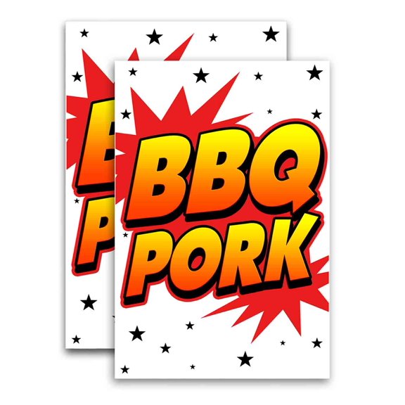 BBQ Pork(24" X 36") Vinyl Decal Only (Pack of 2) |Sign|Sticker|Poster