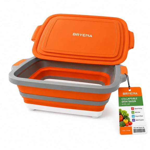 BBQ Prep Tub 8L - Multifunctional Collapsible Camping Cutting Board with Upgraded Locking Lid, Meat Storage Container for Meal Prep, Dish Basin Bowl Perfect for Grilling Outdoor (Large)