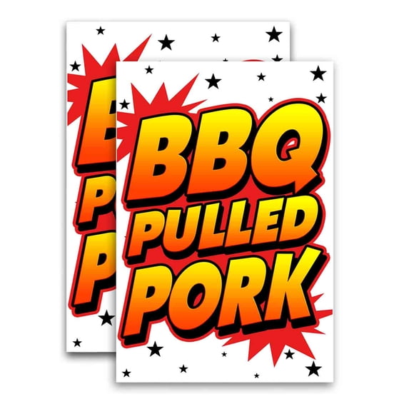 BBQ Pulled Pork (24" X 36") Vinyl Decal Only (Pack of 2) |Sign|Sticker|Poster