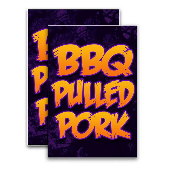 BBQ Pulled Pork (24" X 36") Vinyl Decal Only (Pack of 2) |Sign|Sticker|Poster