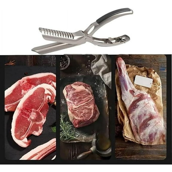 BBQ Rib Prep Tool, Rib Prep Stainless Steel Rib Membrane Removal Tool, Rib Skinner Membrane Removal Tool with Comfort Grip Handles, Dishwasher Safe BBQ Accessories