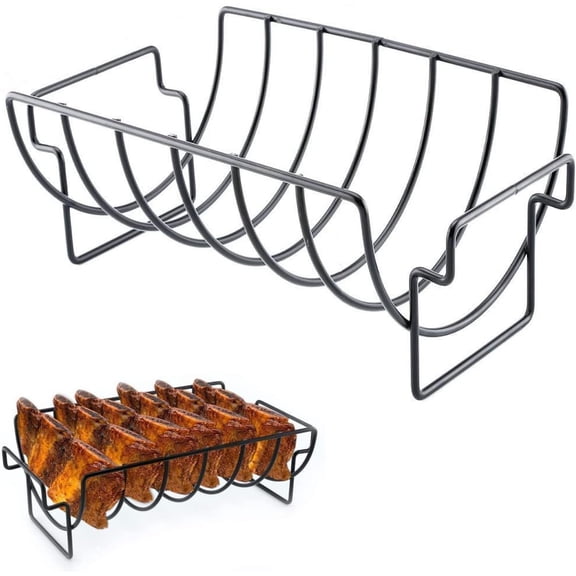BBQ Rib Racks for Smoking,Turkey Roasting Rack Roast Rack Dual Purpose fit for Smoker,Oven and Grill